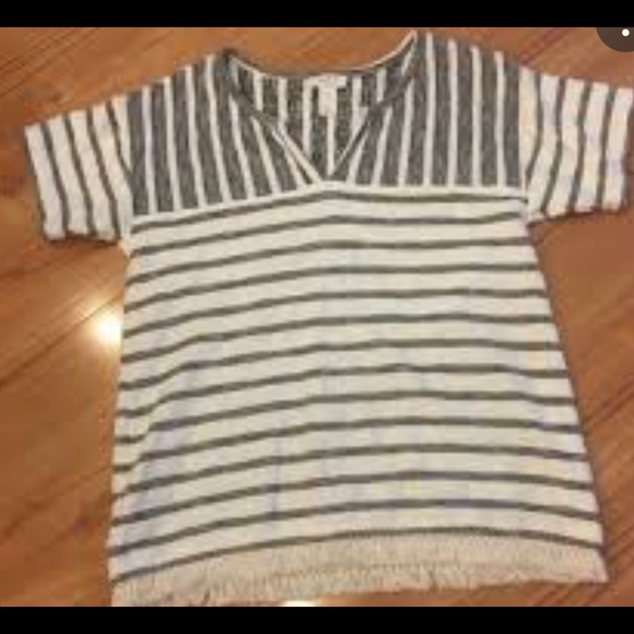⭐️3 for $30 🎉 Loft Lounge striped fringed s/s sweater small Ann Taylor - Picture 2 of 4